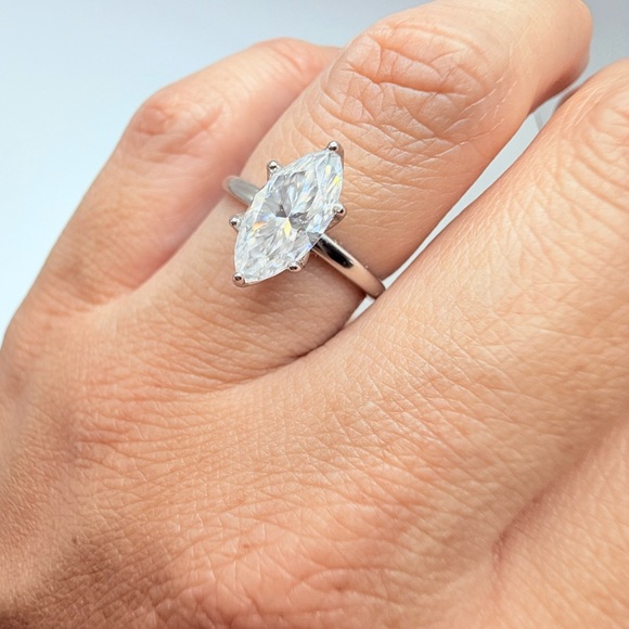 2ct Marquise Moissanite Diamond Ring Solid 925 silver - Picture 6 of 13